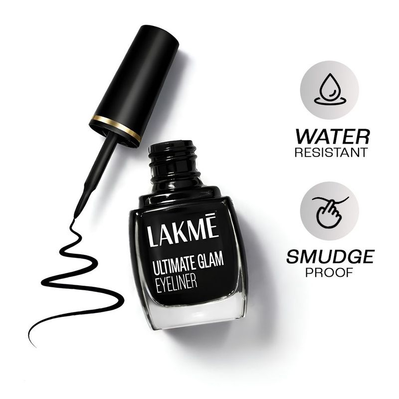 Lakme Ultimate Glam Eye Liner, Semi Matte, Waterproof, Smudgeproof, Quick Drying , Black