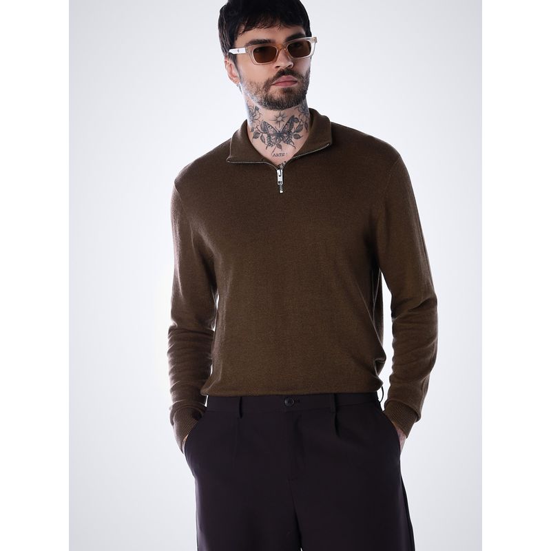 Jack & Jones Men's Slim Fit Brown Sweater (S)