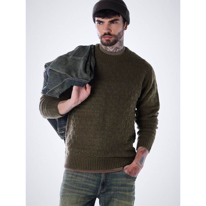 Jack & Jones Men's Slim Fit Green Sweater (S)