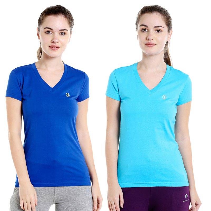 Bodyactive Multi Color T-shirt for Women - TS14-RBLTUR-2PCS-S