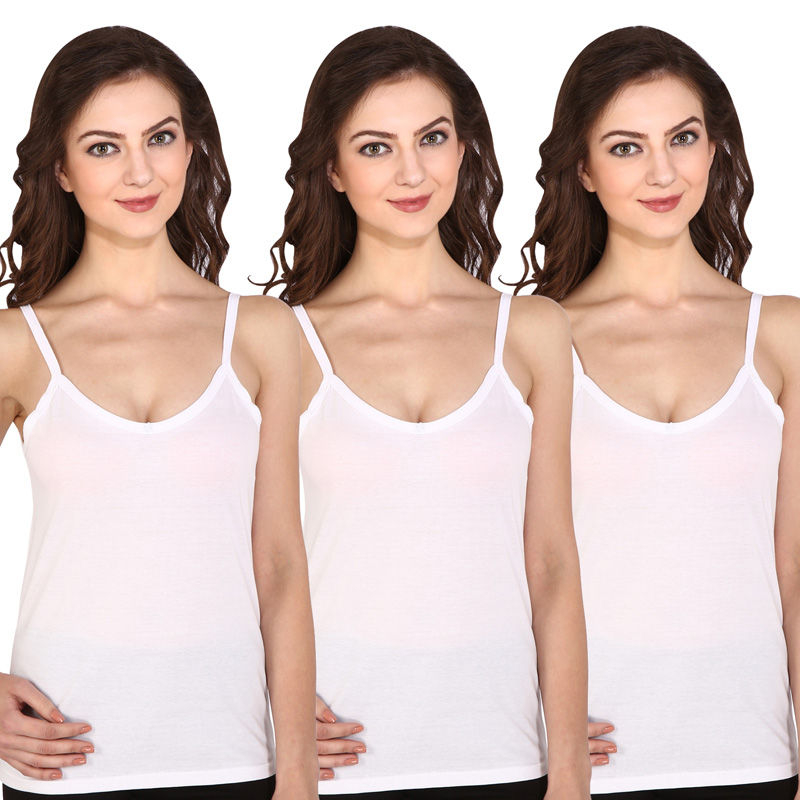 Bralux Women's Taal Cotton Hosiery Half Slip Camisole White Set of 3 (S)
