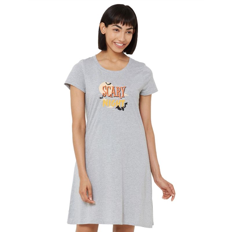 SOIE Womens Super-Soft Cotton Modal Sleep Shirt - Grey (L)(L)