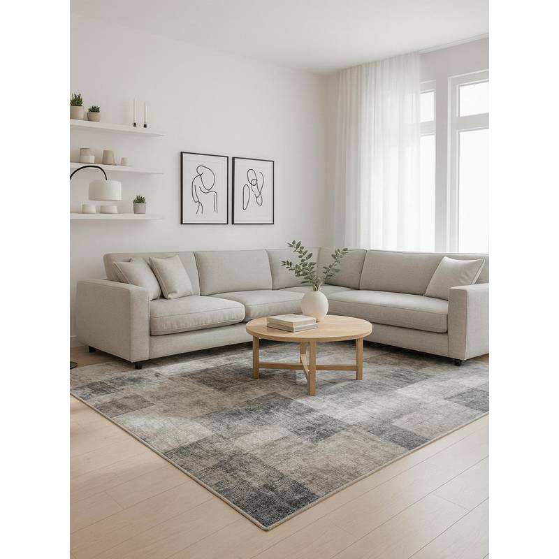 OBSESSIONS Carpet Abstract Pattern Cotton Backing - Grey (6x9 feet)
