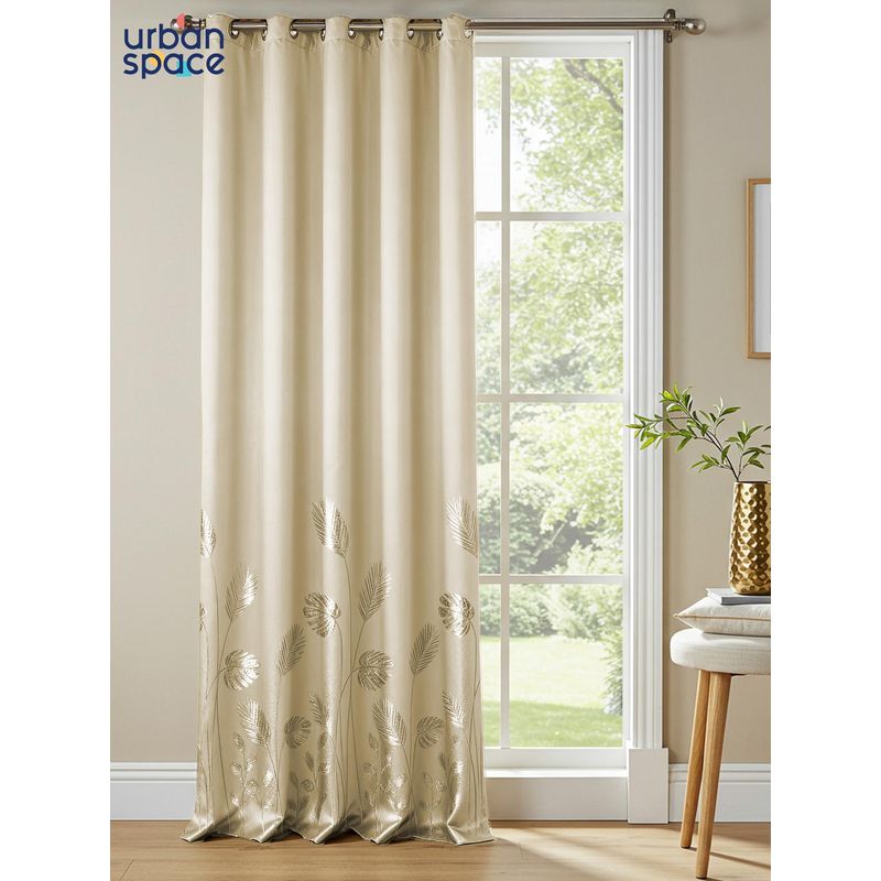 Urban Space 100% True Blackout Foil Window Curtains - Aurika Beige (5 feet)