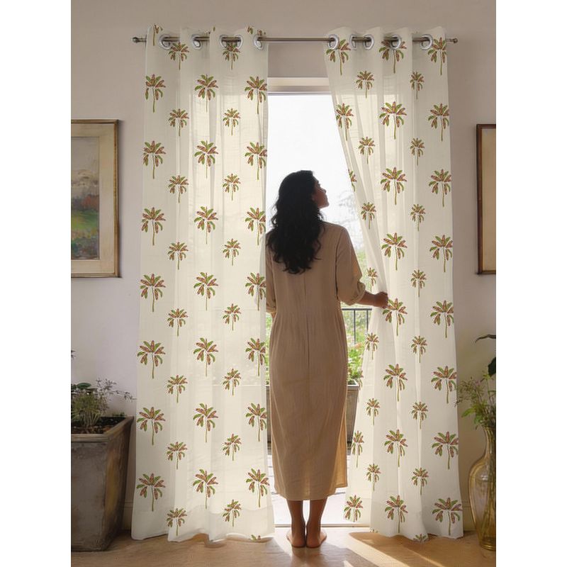 Urban Space 35-40% Light Filtering Sheer Window Curtains - Palm Coast (Pack of 2) (5 feet)