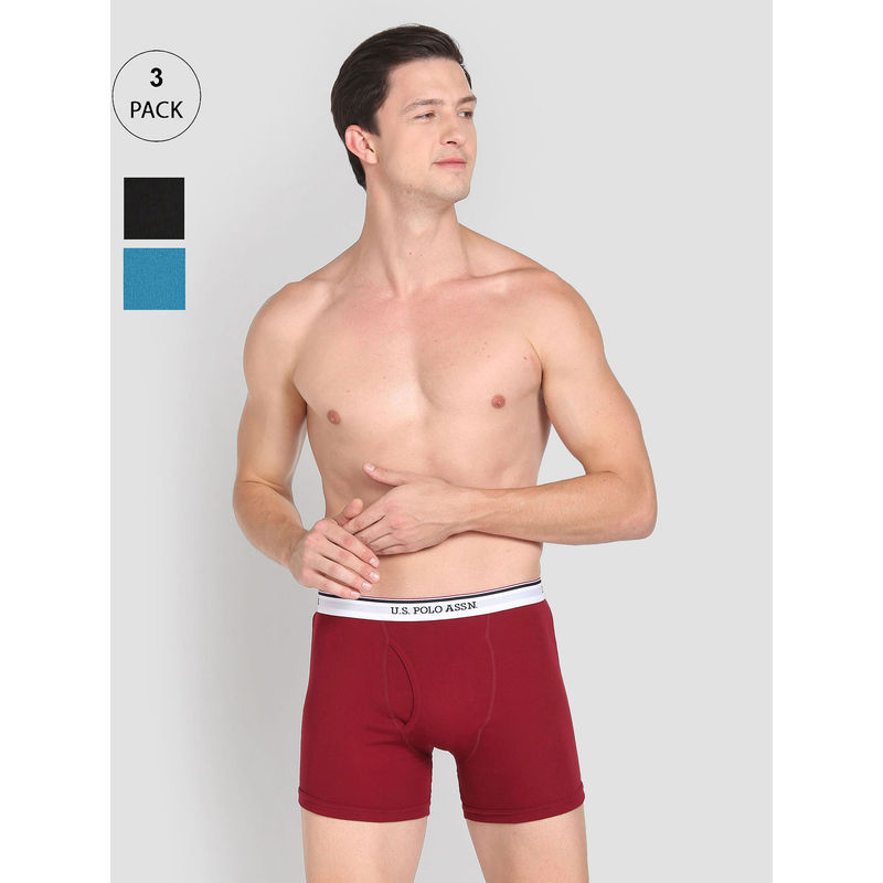 U.S. POLO ASSN. Mid Rise Solid 1667 Boxer Trunks (Pack of 3) (S)