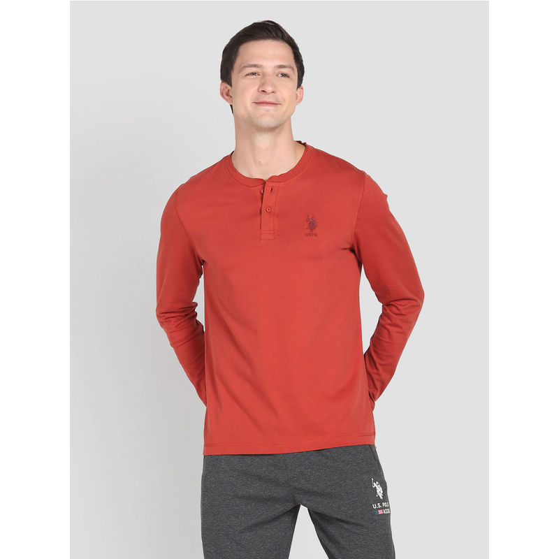 U.S. POLO ASSN. Henley Neck Solid I694 Lounge T-Shirt (M)