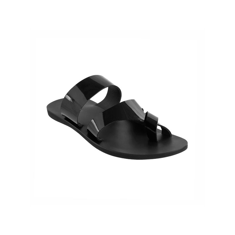 Mochi Mens Black Flat Chappals (EURO 42)