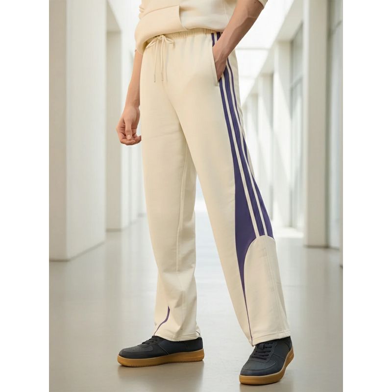 Nobero Beige Men Straight Fit Joggers (XL)