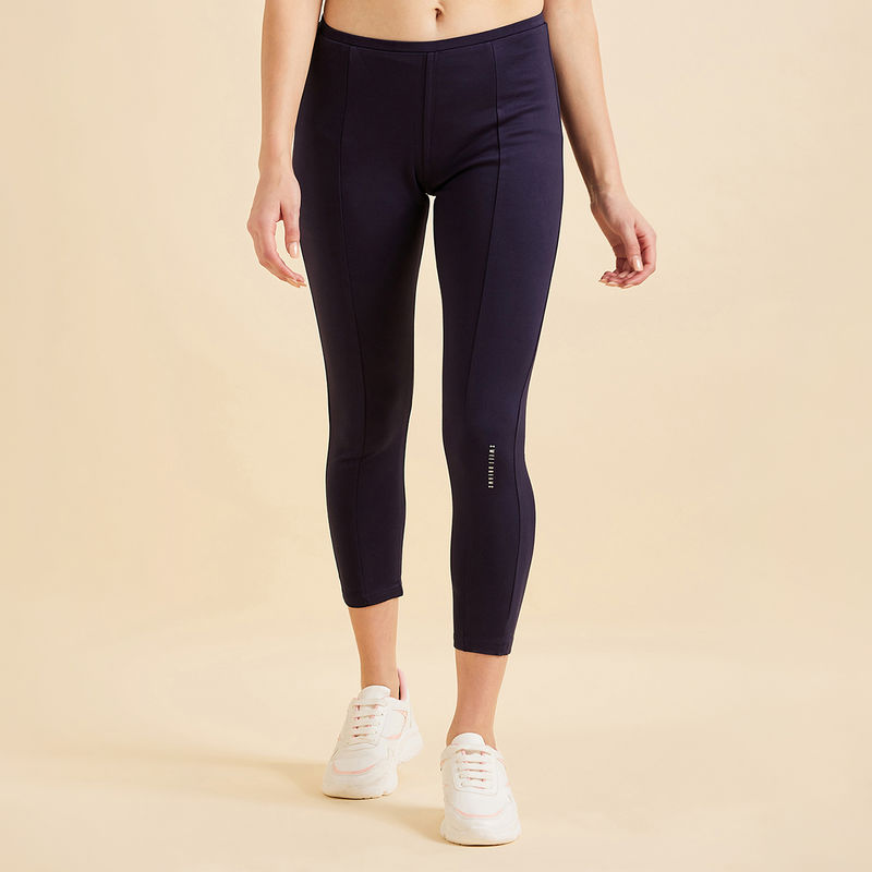 Sweet Dreams Women Solid Ankle Tights - Navy Blue (L)