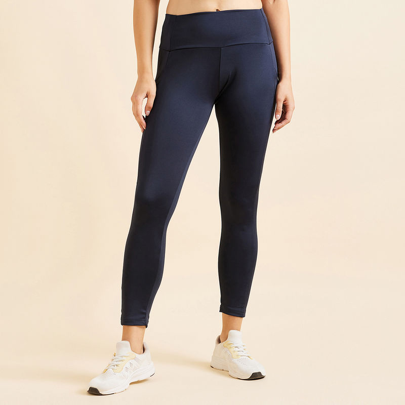 Sweet Dreams Women Solid Ankle Tights - Navy Blue (L)