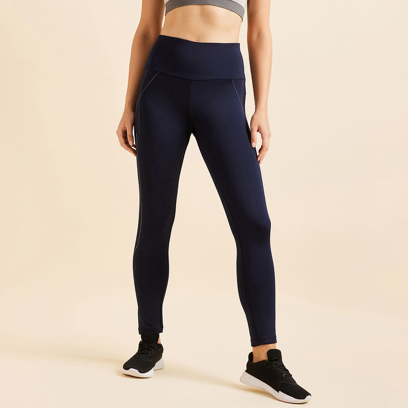 Sweet Dreams Women Solid Ankle Tights - Navy Blue (L)