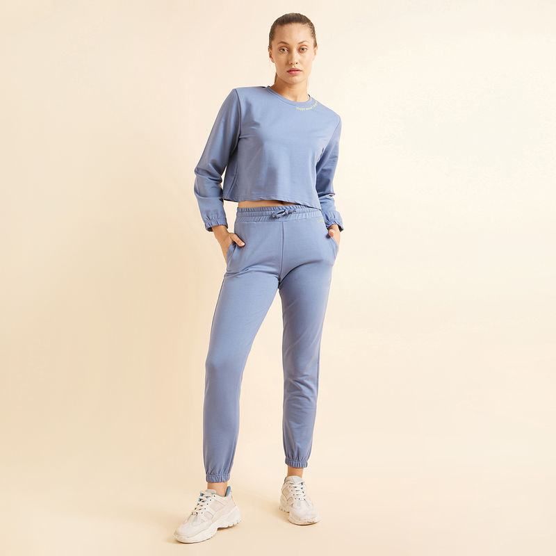 Sweet Dreams Women Solid Full Sleeves Pyjama Set - Blue (Set of 2) (XL)