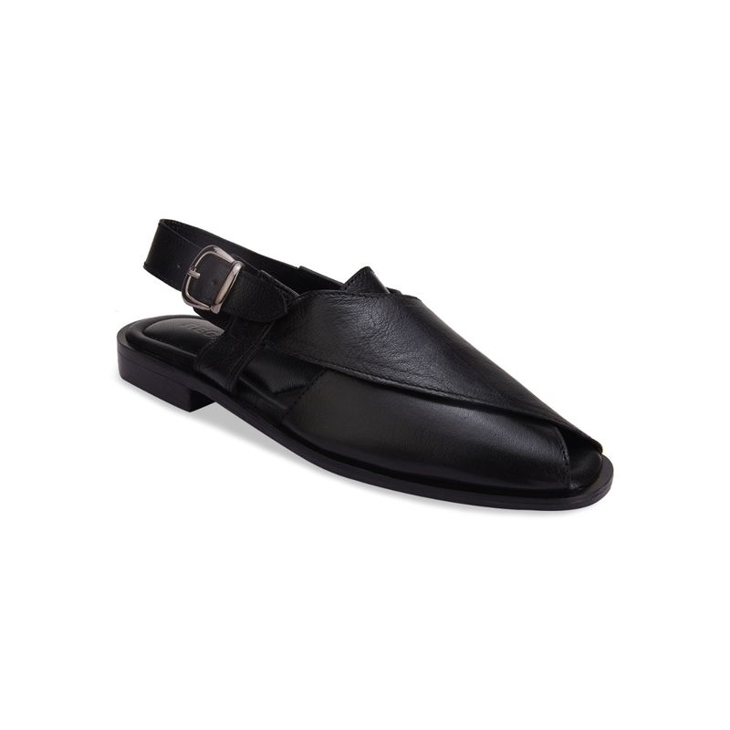 REGAL Black Men Solid Leather Ethnic Sandals (UK 9)