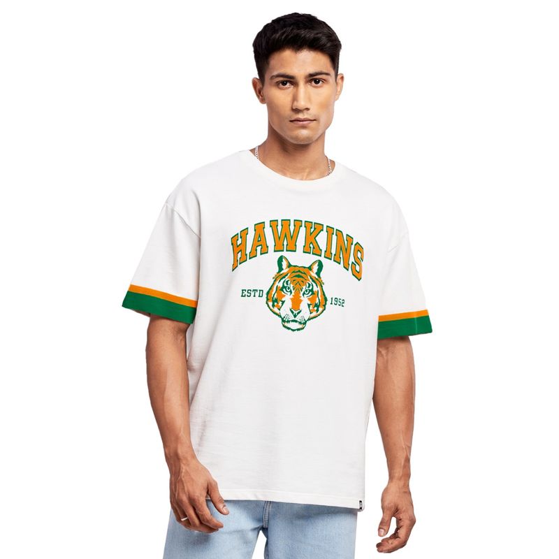 The Souled Store Stranger Things: Go Hawkins Oversized T-Shirts For Men (L)