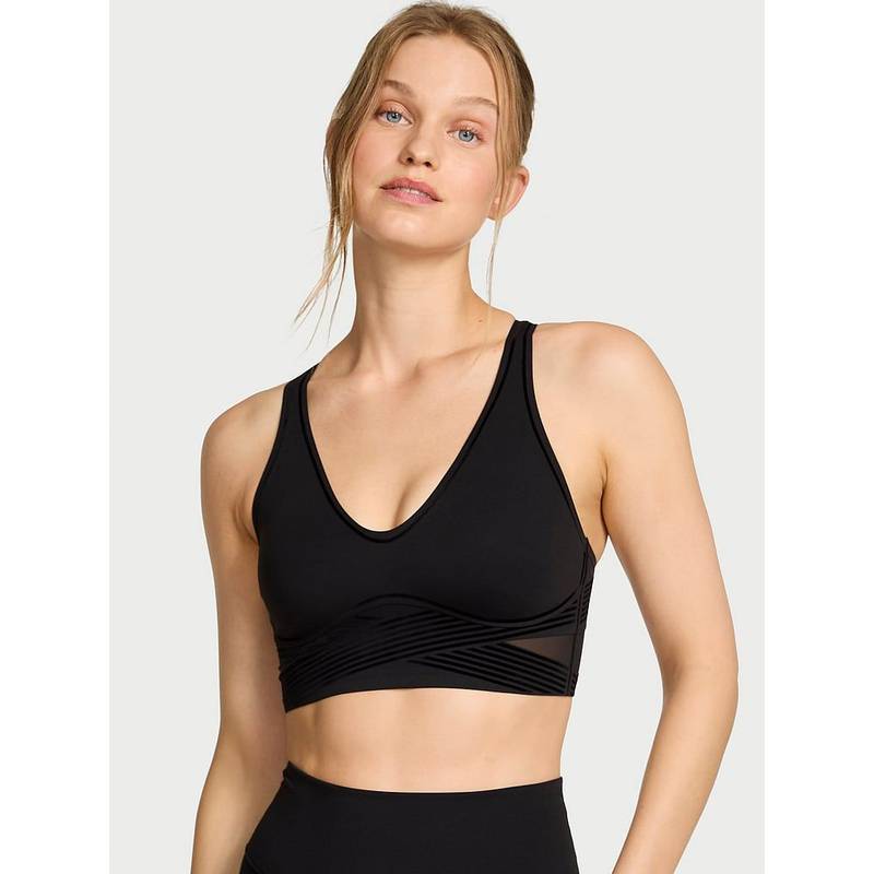 Victoria's Secret Vsx Elevate Refined Contours Black Plunge Sports Bra (L)