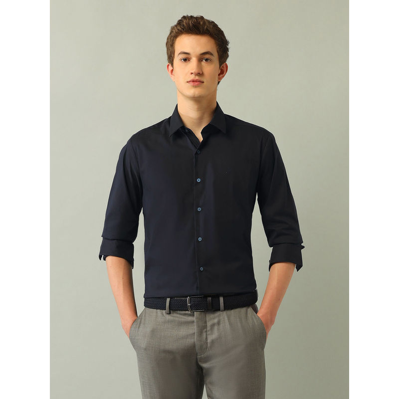 Arrow Newyork Solid Blue Full Sleeves Collar Neck Shirt (42)
