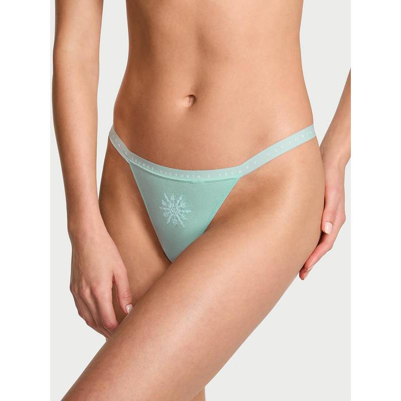 Victoria's Secret Blue Stretch Cotton V String Bikini Panty (XS)