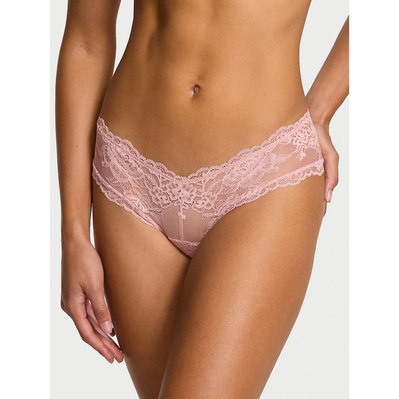 Victoria's Secret Pink Very Sexy Rose Lace Shimmer High Leg Cheeky Panty (M)