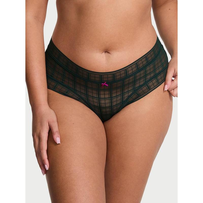 Victoria's Secret Green The Lacie Plaid Lace Cheeky Bikini Panty (XS)
