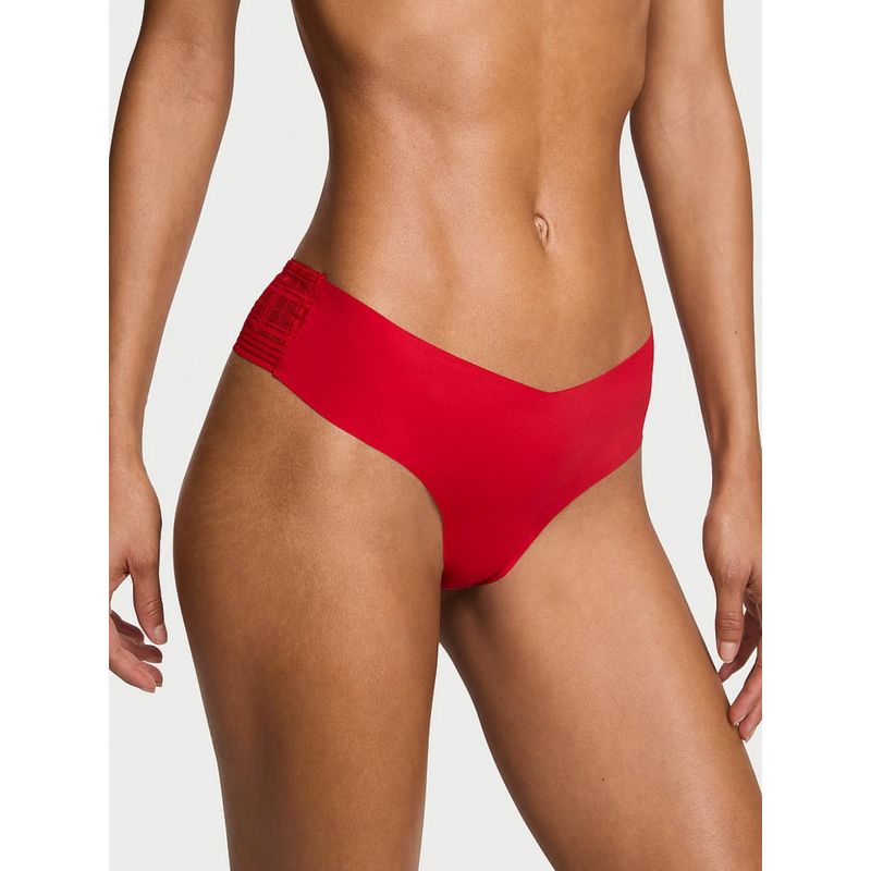 Victoria's Secret Red No Show Plaid Mesh Thong Panty (XS)
