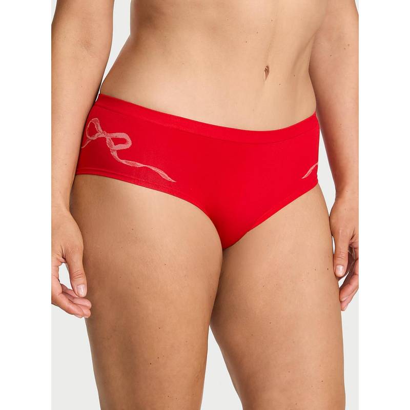 Victoria's Secret Red Seamless Bow Hiphugger Brief Panty (XS)