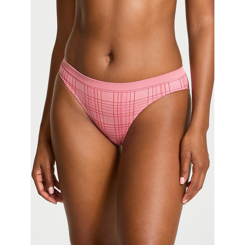 Victoria's Secret Pink Seamless Shimmer Plaid Bikini Panty (XS)
