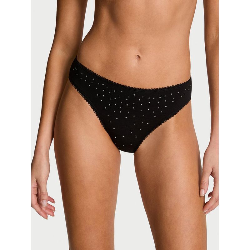 Victoria's Secret Black Stretch Cotton Sparkle Bikini Panty (S)