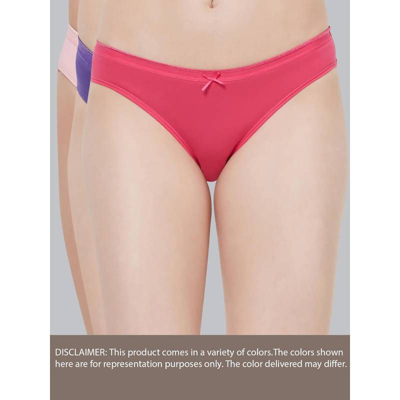 SOIE Womens Mid Rise Medium Coverage Solid Cotton Stretch Briefs (Pack Of 3) (XL)