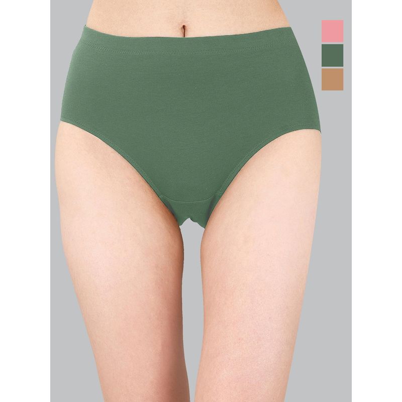 SOIE Womens High Waist Full Coverage Solid Cotton Briefs (Pack Of 3) (S)