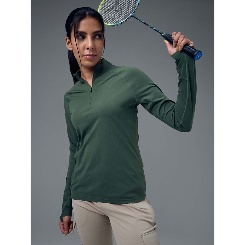 Technosport Green Solid Slim T-Shirt (XL)