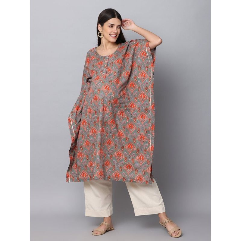 The Mom Store Chand Sitare Maternity Kaftan with Pant and Nursing (Set of 2) (S)