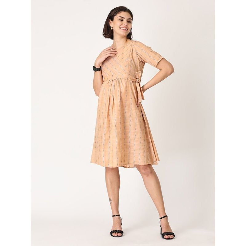 The Mom Store Peach Bud Shimmer Maternity Dress with Nursing (Set of 2) (3XL)