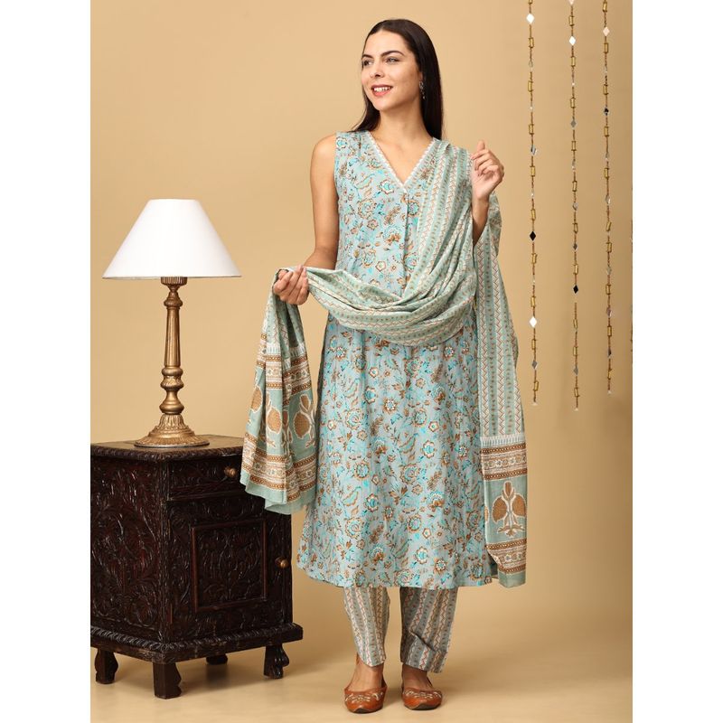 The Mom Store Saaya Maternity and Nursing Sleeveless Kurta with Pant and Dupatta (Set of 3) (2XL)