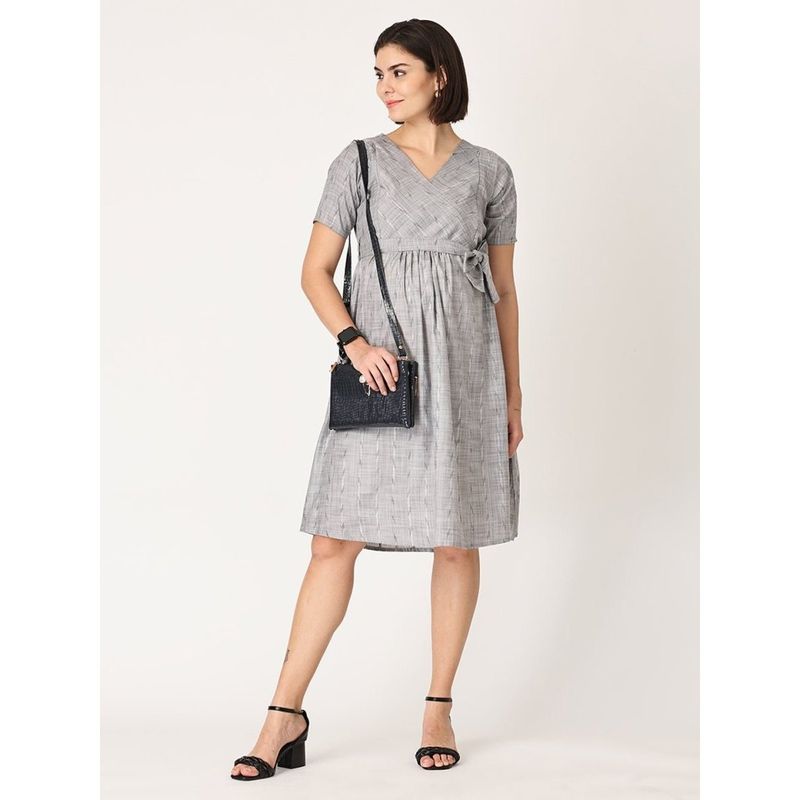 The Mom Store Silver Storm Shimmer Maternity Dress with Nursing (Set of 2) (3XL)