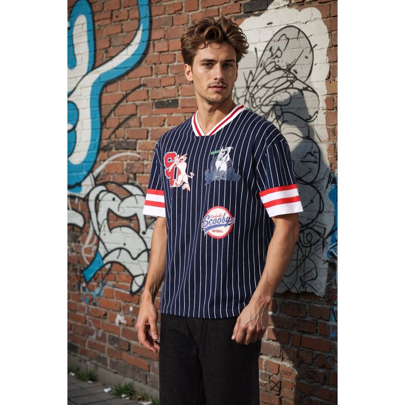 The Indian Garage Co Men Boxy Fit Scooby-Doo Printed V-Neck T-Shirt (S)