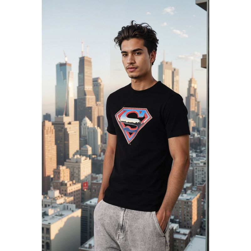 The Indian Garage Co Men Boxy Fit Superman Printed Crew Neck T-Shirt (S)