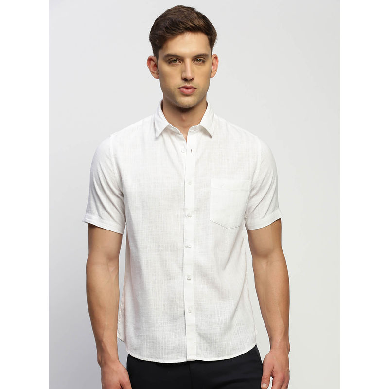 SHOWOFF Mens Short Sleeves Solid White Slim Fit Standard Shirt (2XL)