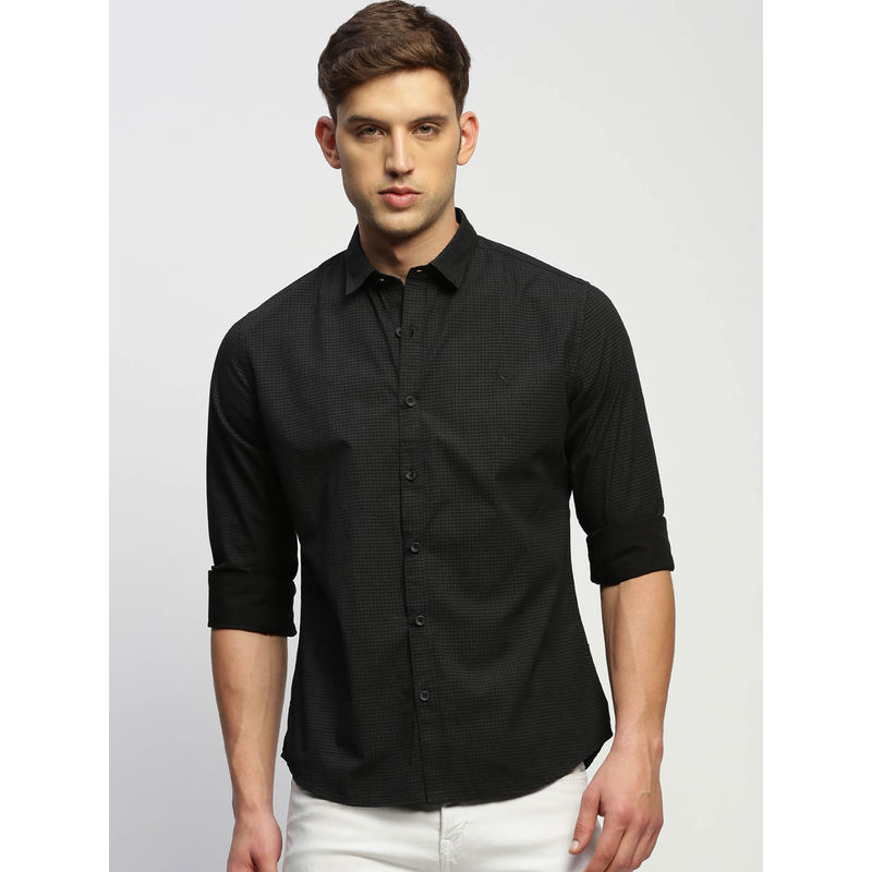 SHOWOFF Mens Long Sleeves Striped Charcoal Slim Fit Premium Shirt (M)