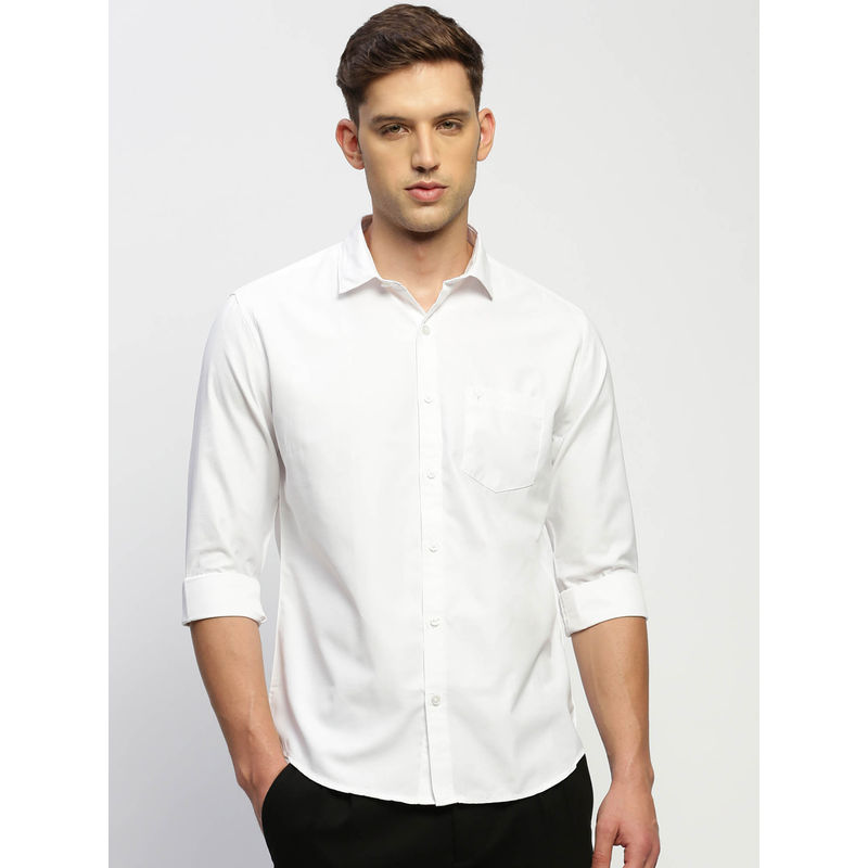 SHOWOFF Mens Long Sleeves Solid White Slim Fit Standard Shirt (3XL)