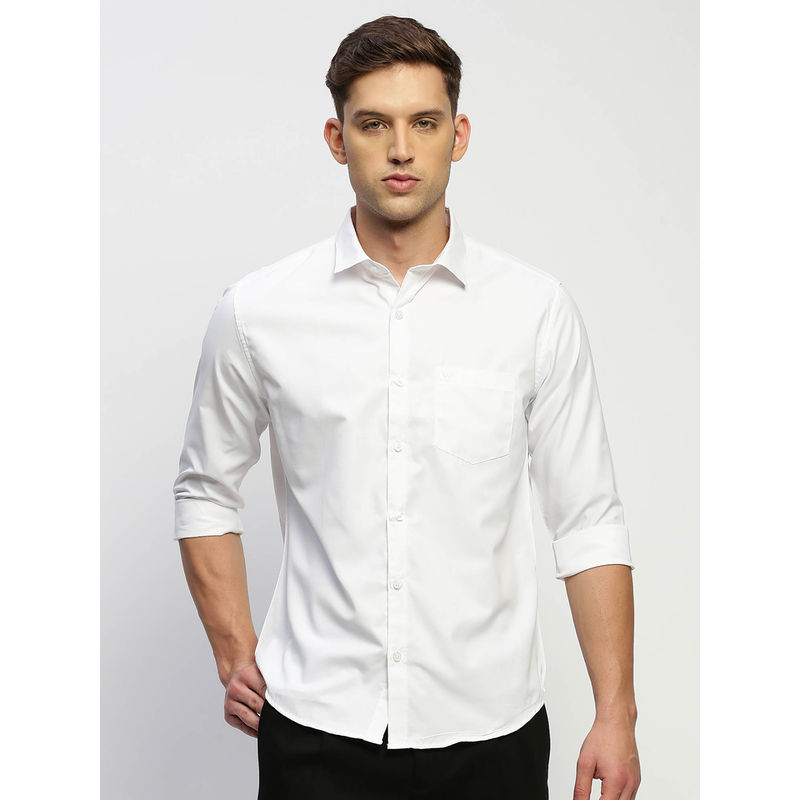 SHOWOFF Mens Long Sleeves Solid White Slim Fit Standard Shirt (3XL)