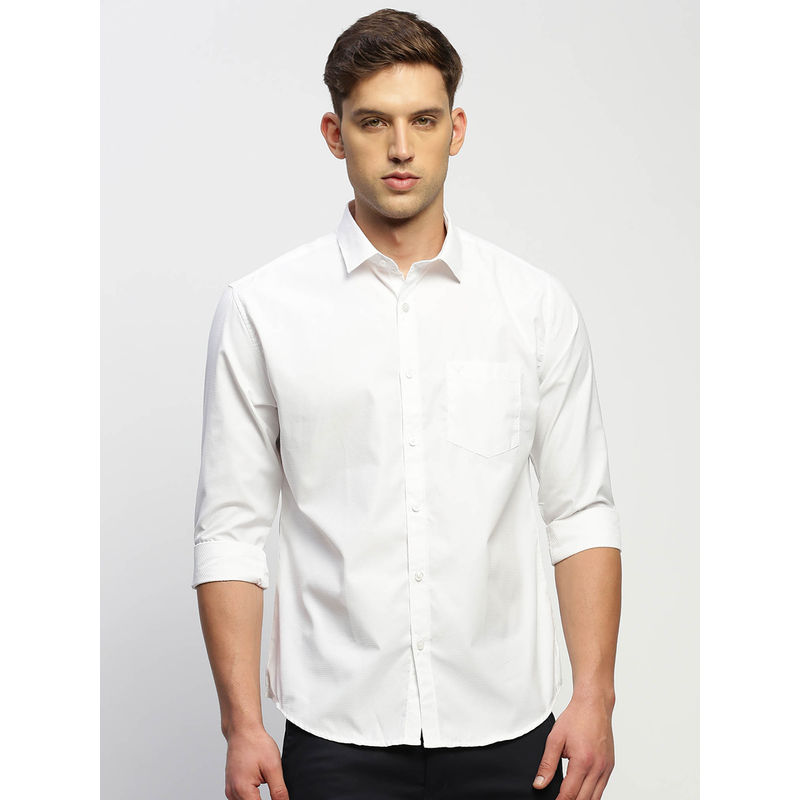 SHOWOFF Mens Long Sleeves Solid White Slim Fit Standard Shirt (3XL)