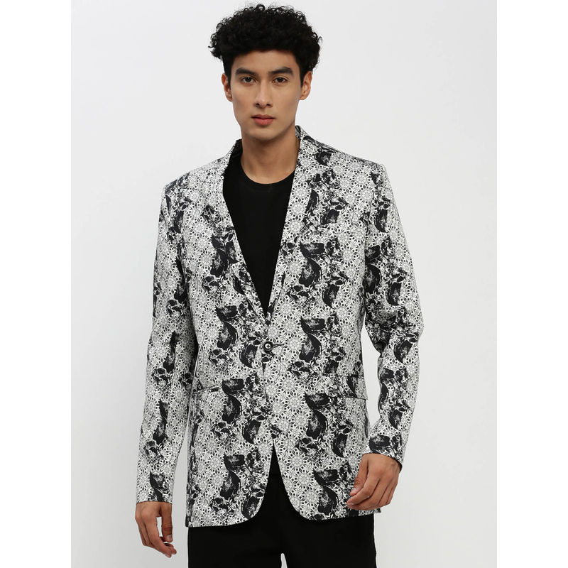 SHOWOFF Mens Notched Lapel White Single Breasted Slim Fit Blazer (M)