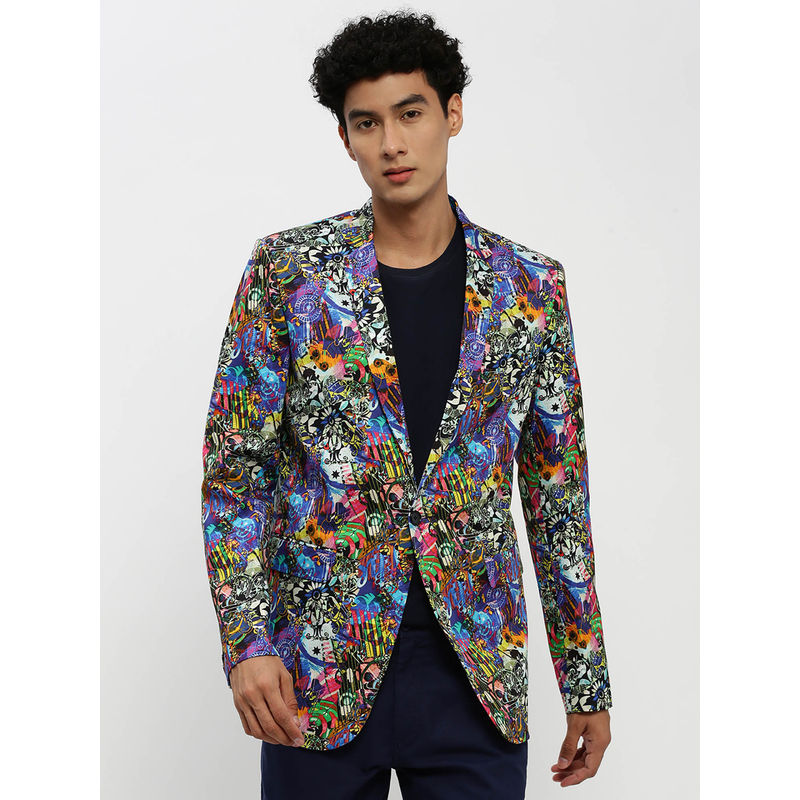 SHOWOFF Mens Notched Lapel Multi-Color Single Breasted Slim Fit Blazer (S)