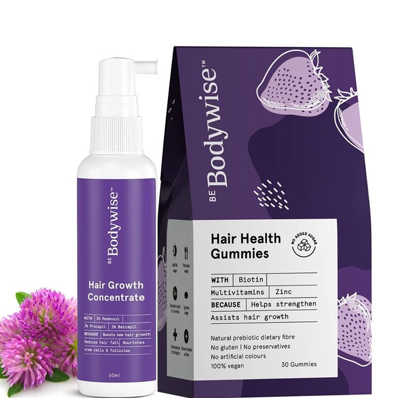Be Bodywise Biotin Hair Gummies & Hair Growth Concentrate Reduces