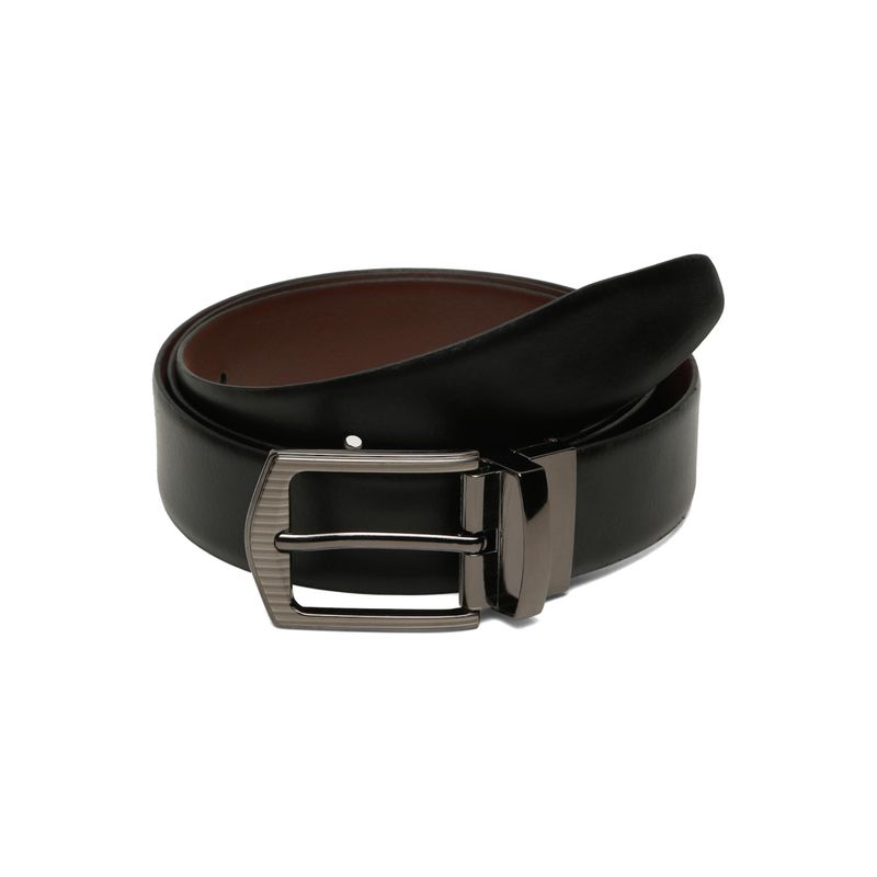 TEAKWOOD LEATHERS Men Solid Formal Reversible Black & Brown Leather Belt (42)