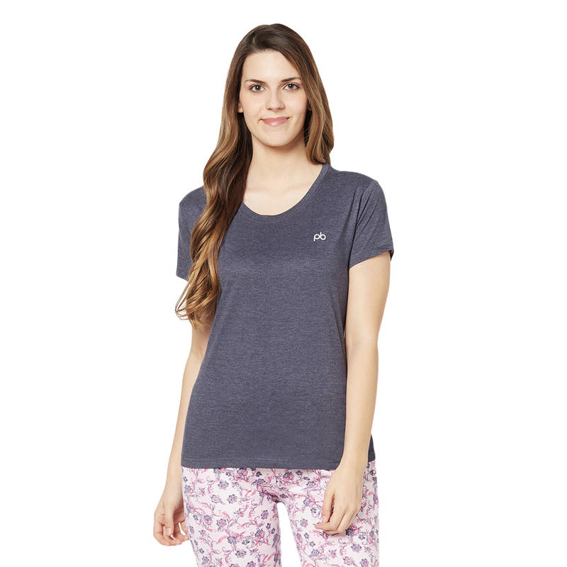 Groversons Paris Beauty Women's Cotton Rich T-shirt - Blue (L)