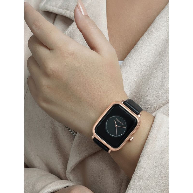 Joker & Witch Utopia Rose Gold Black PU Strap Watch