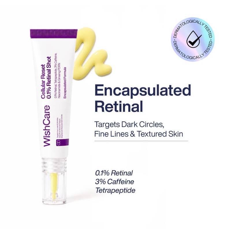 WishCare Cellular Reset 0.1% Retinal Shot - For Fine Lines, Wrinkles & Dark Circles - Retinol Serum