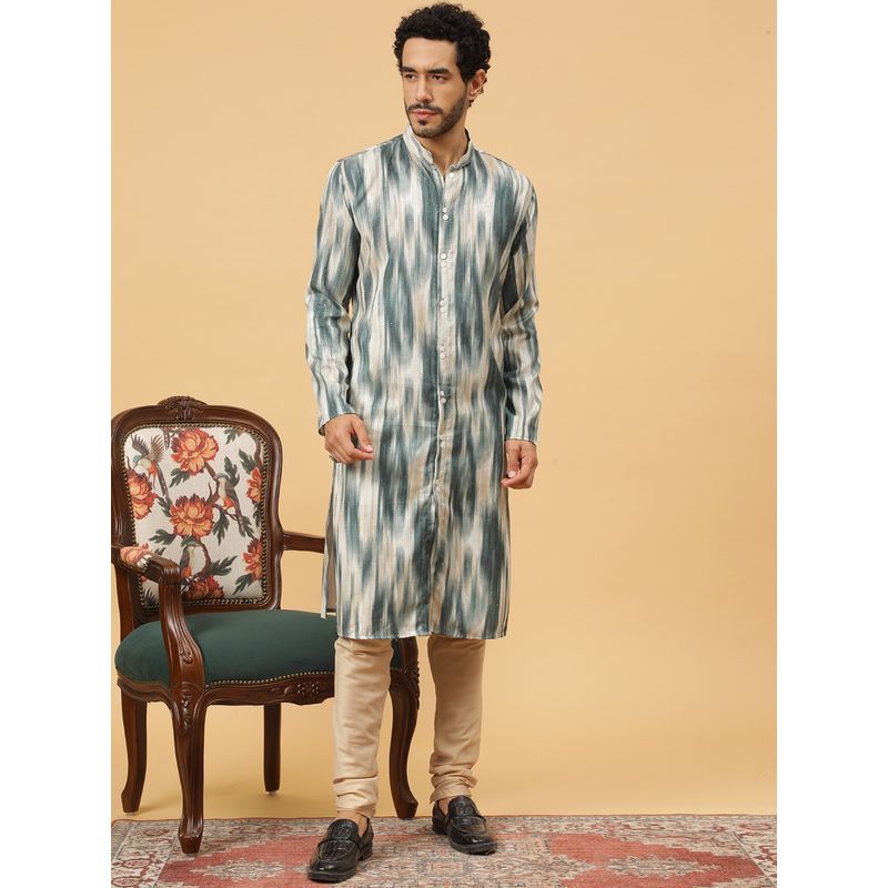 Tabard Cotton Printed Green Ethnicwear Men Kurta (S)